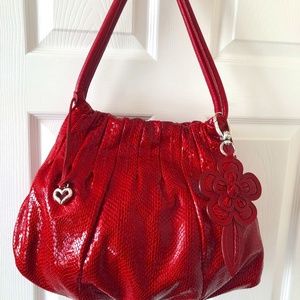 Brighton Large Red Patten Leather Bag